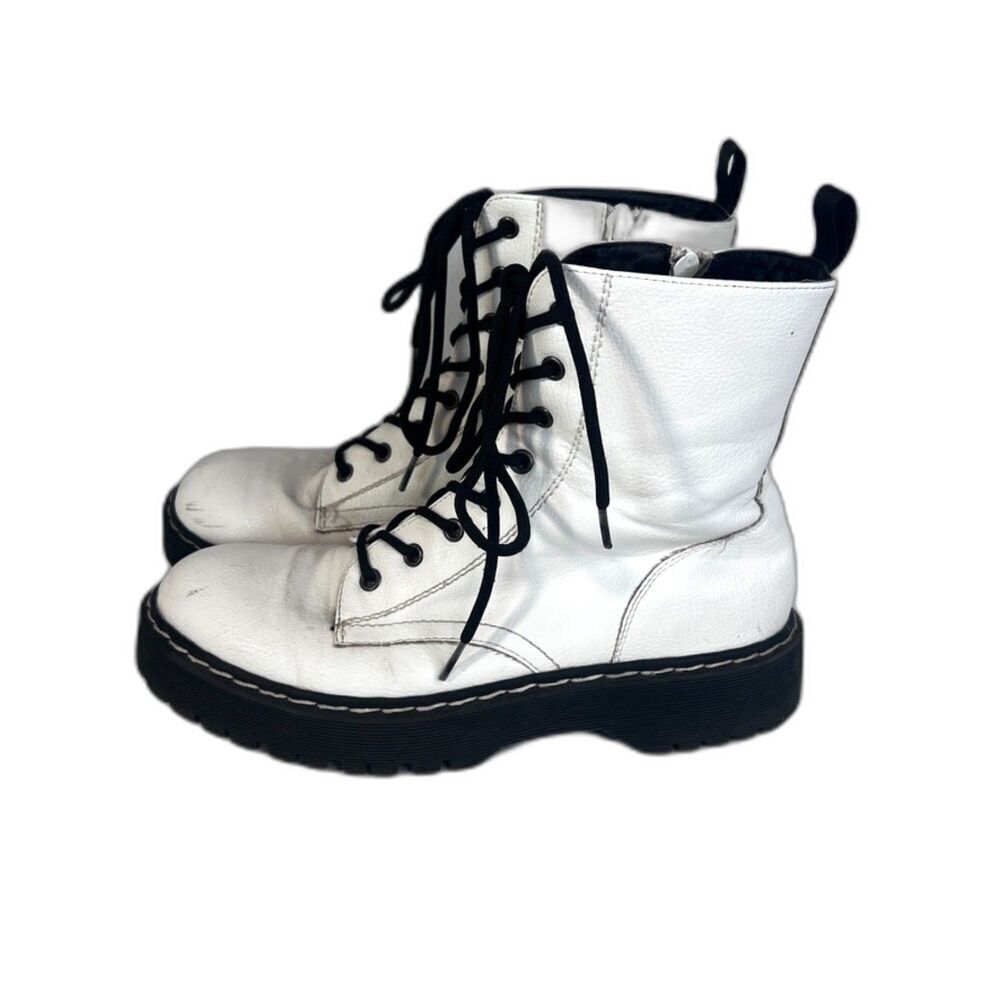 Sincerely Jules White Lace Up "Harley" Combat Hiking Boots Y2K Skater Size 8.5M - Picture 2 of 16